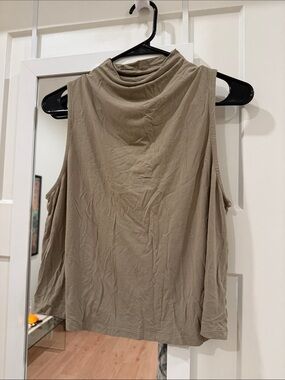 MOTF Draped Sleeveless Mock Neck Top in Taupe Size L